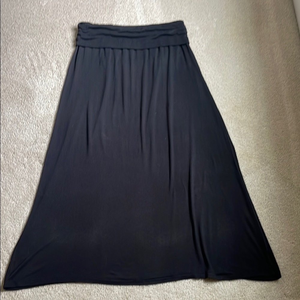 a.n.a Petite Black Maxi Fold Over Waist A-Line Skirt